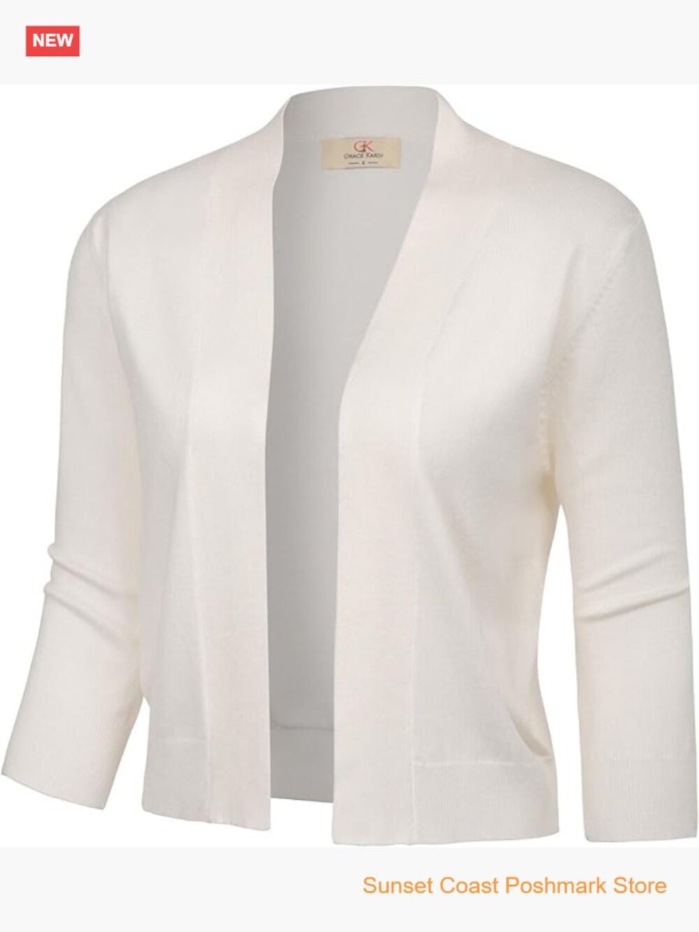 Lightweight Knit 3/4 Sleeve Cropped Cardigan Shrug Bolero for Women - Open